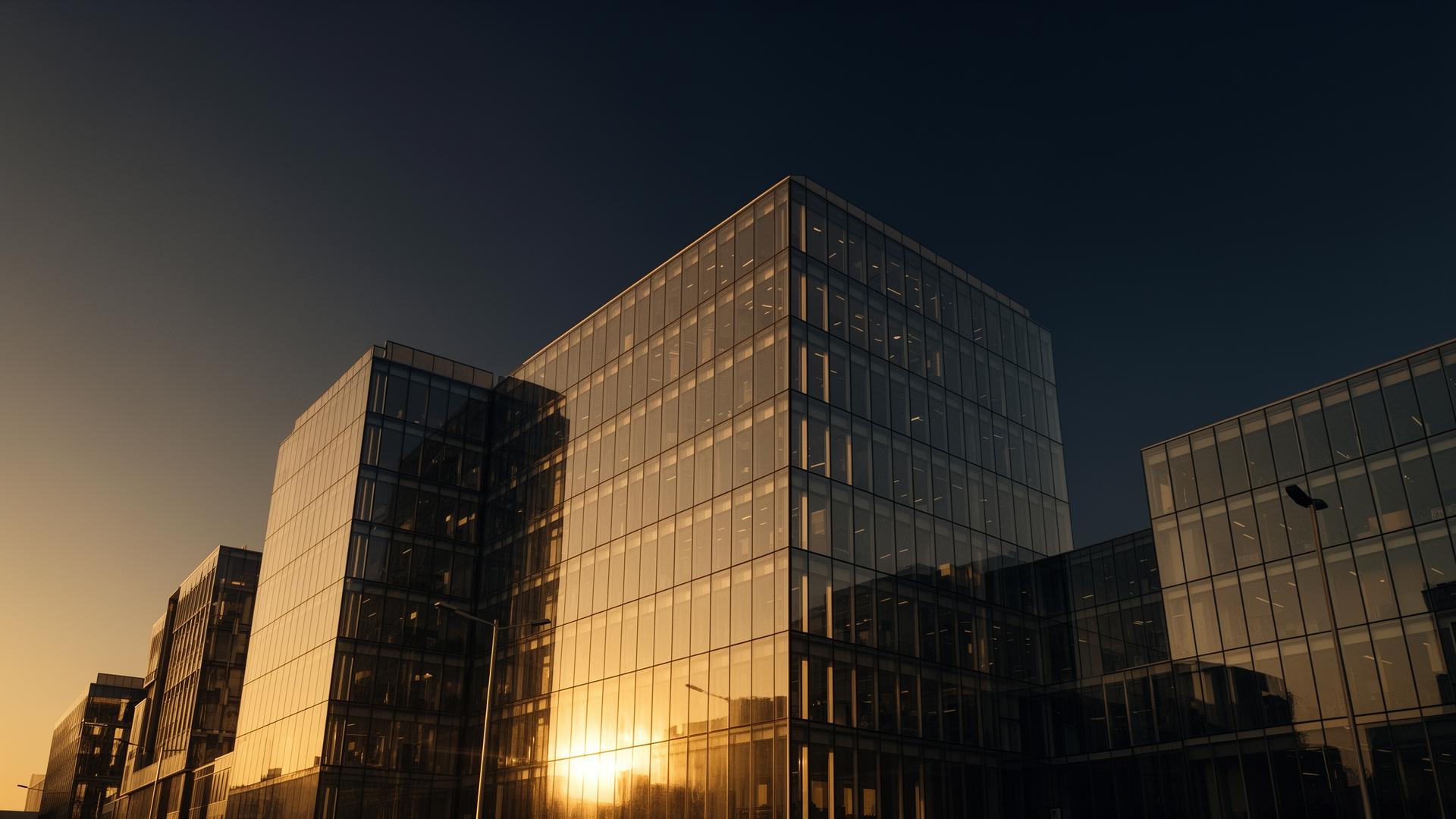 Arquitetura corporativa ao entardecer